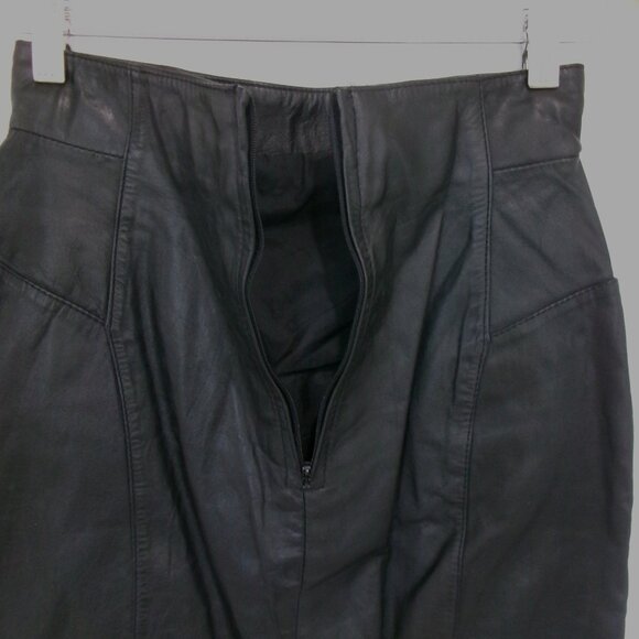 Vintage Leather Black Pencil Skirt XS 0 Vintage Size 8 Chia - Picture 9 of 11